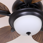 Ventilador De Techo De Madera Tropical - Diseño De Aspas En Forma De Hoja