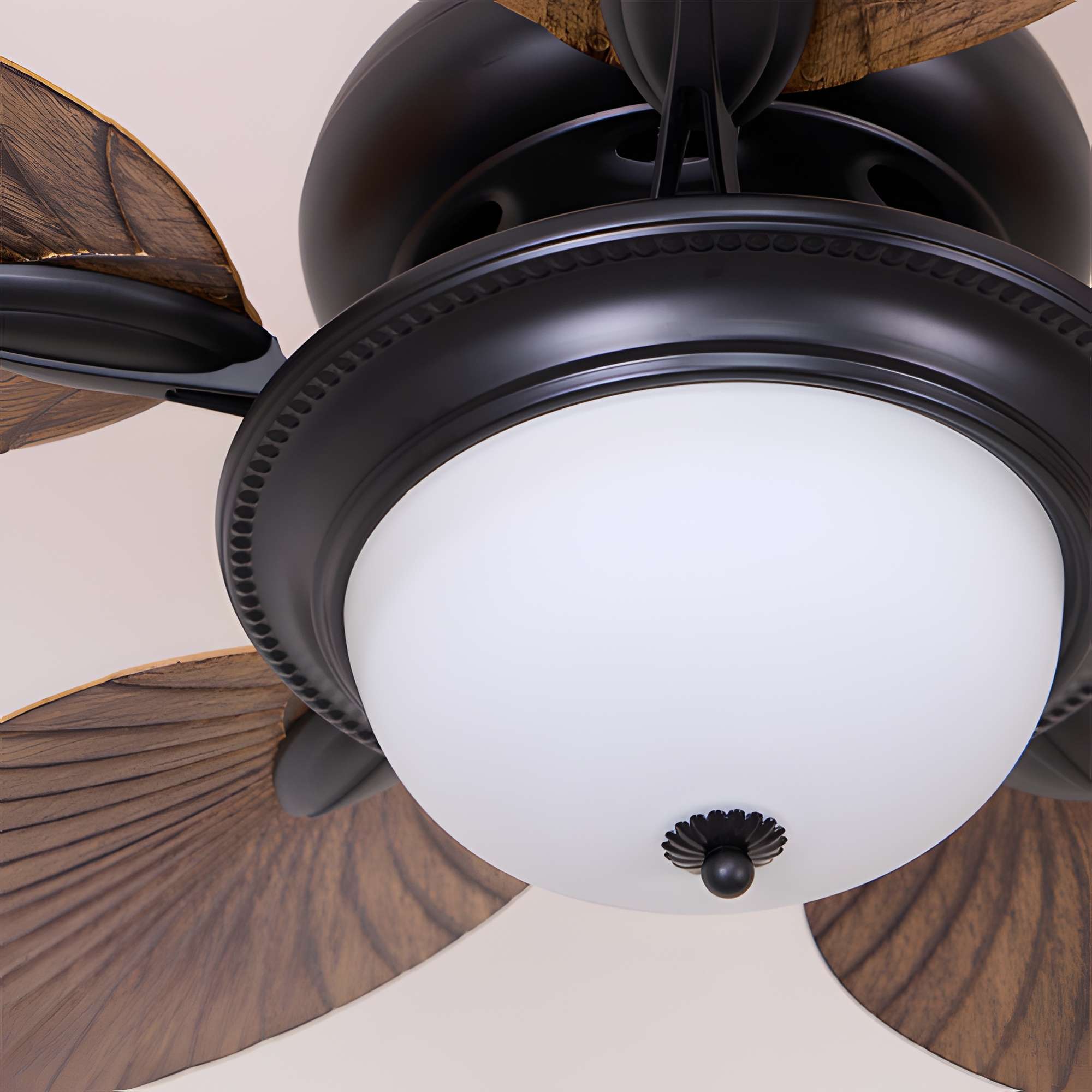 Ventilador De Techo De Madera Tropical - Diseño De Aspas En Forma De Hoja
