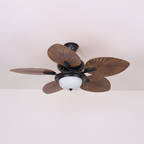 Ventilador De Techo De Madera Tropical - Diseño De Aspas En Forma De Hoja