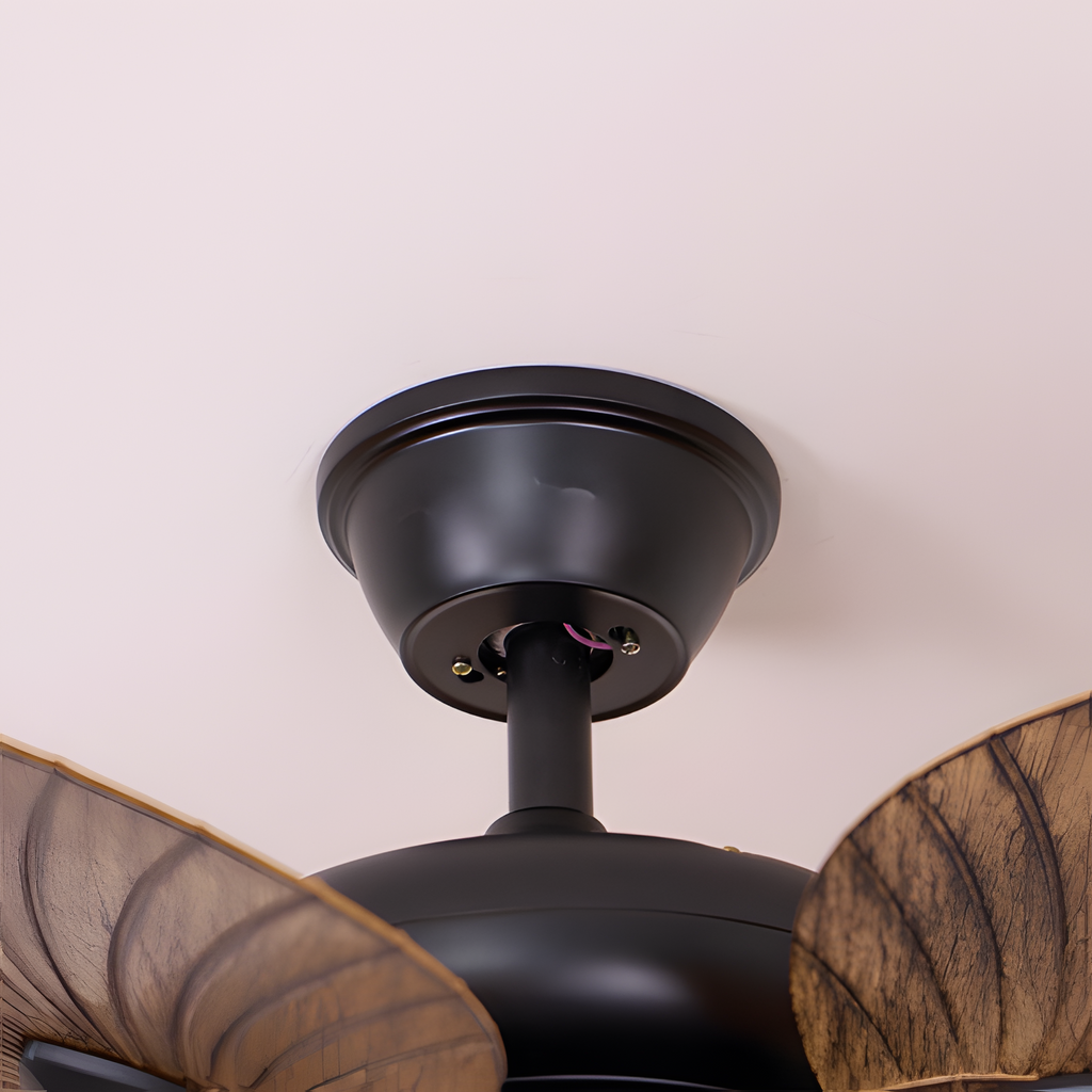 Ventilador De Techo De Madera Tropical - Diseño De Aspas En Forma De Hoja