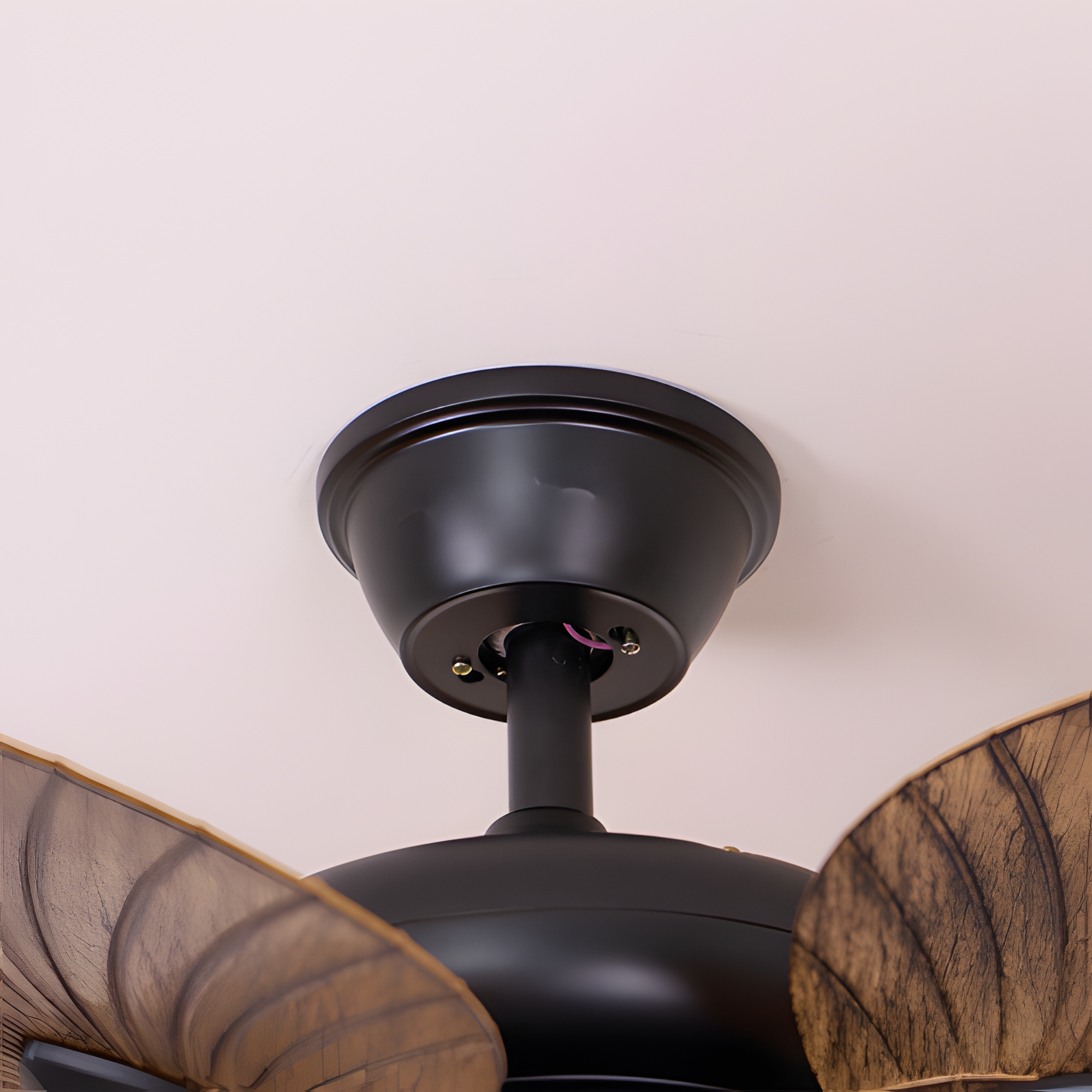 Ventilador De Techo De Madera Tropical - Diseño De Aspas En Forma De Hoja