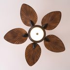 Ventilador De Techo De Madera Tropical - Diseño De Aspas En Forma De Hoja
