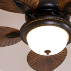 Ventilador De Techo De Madera Tropical - Diseño De Aspas En Forma De Hoja