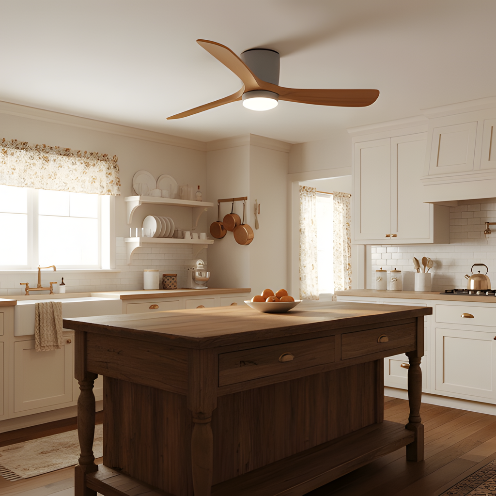 Ventilador De Techo Moderno De Madera - Con Luz Integrada