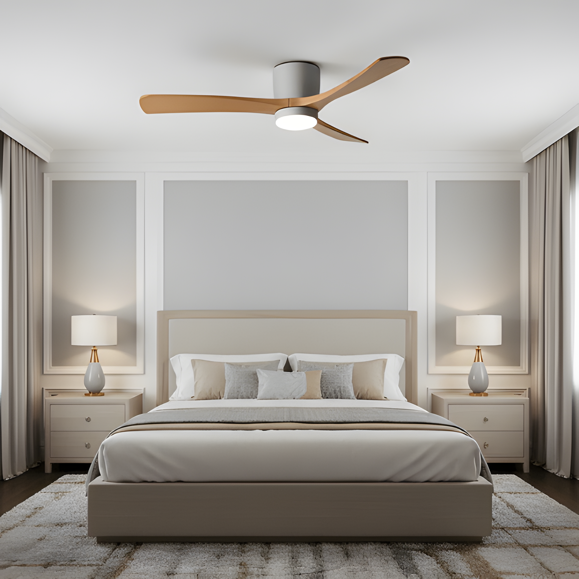 Ventilador De Techo Moderno De Madera - Con Luz Integrada