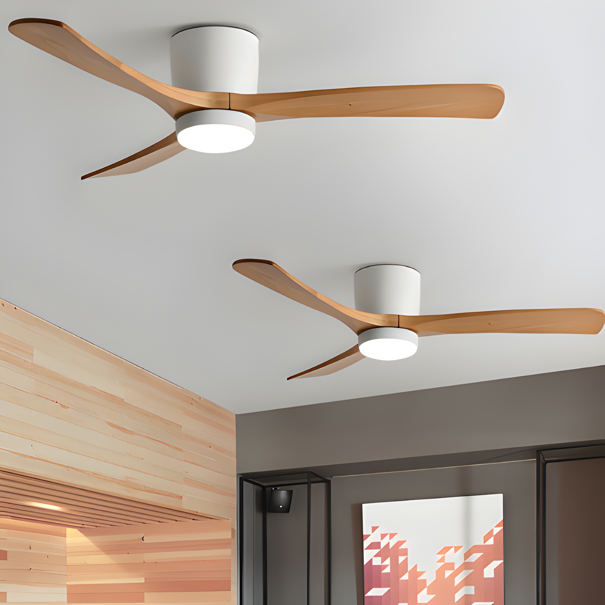 Ventilador De Techo Moderno De Madera - Con Luz Integrada