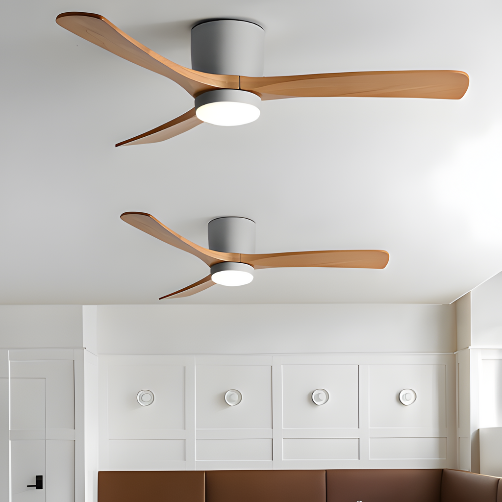 Ventilador De Techo Moderno De Madera - Con Luz Integrada