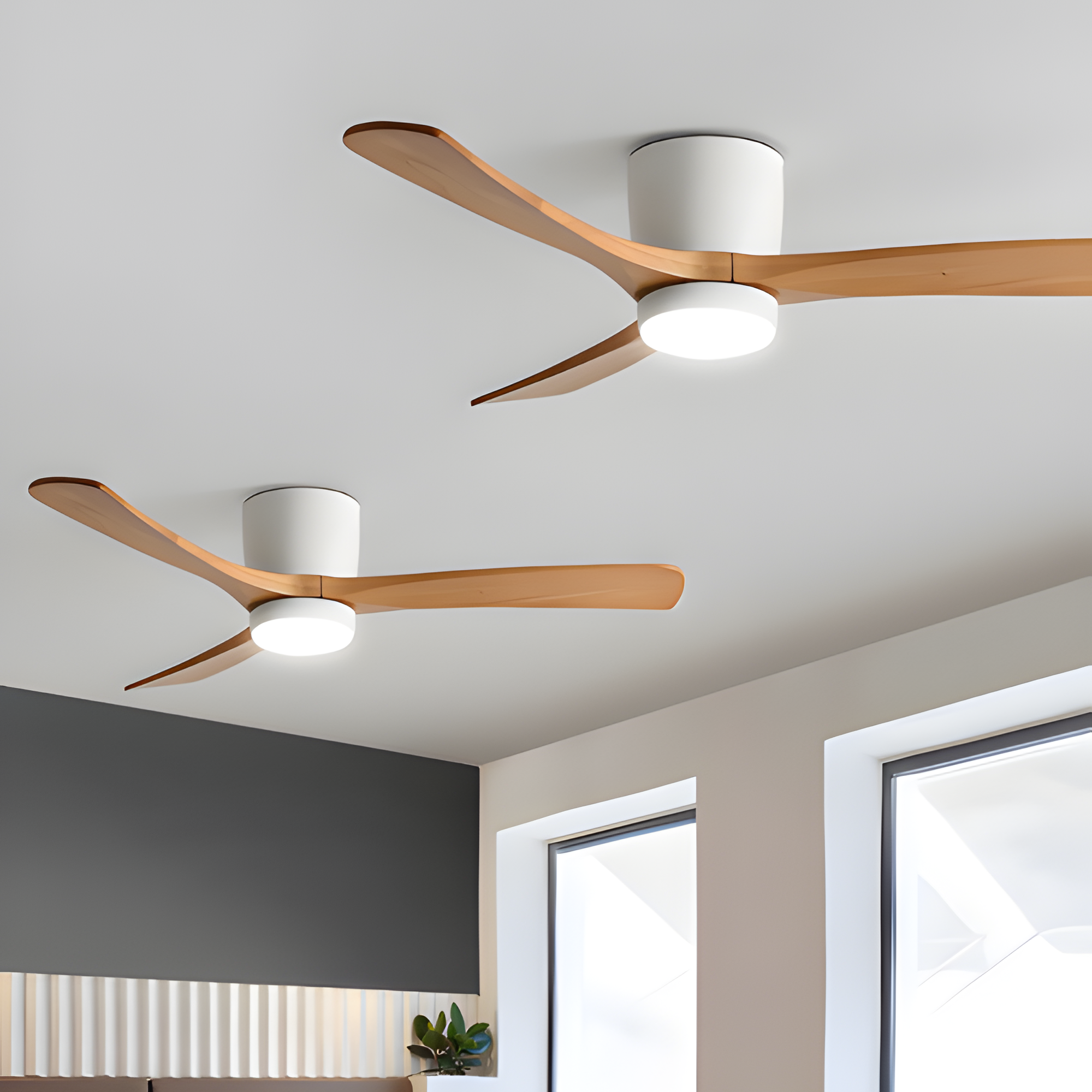 Ventilador De Techo Moderno De Madera - Con Luz Integrada