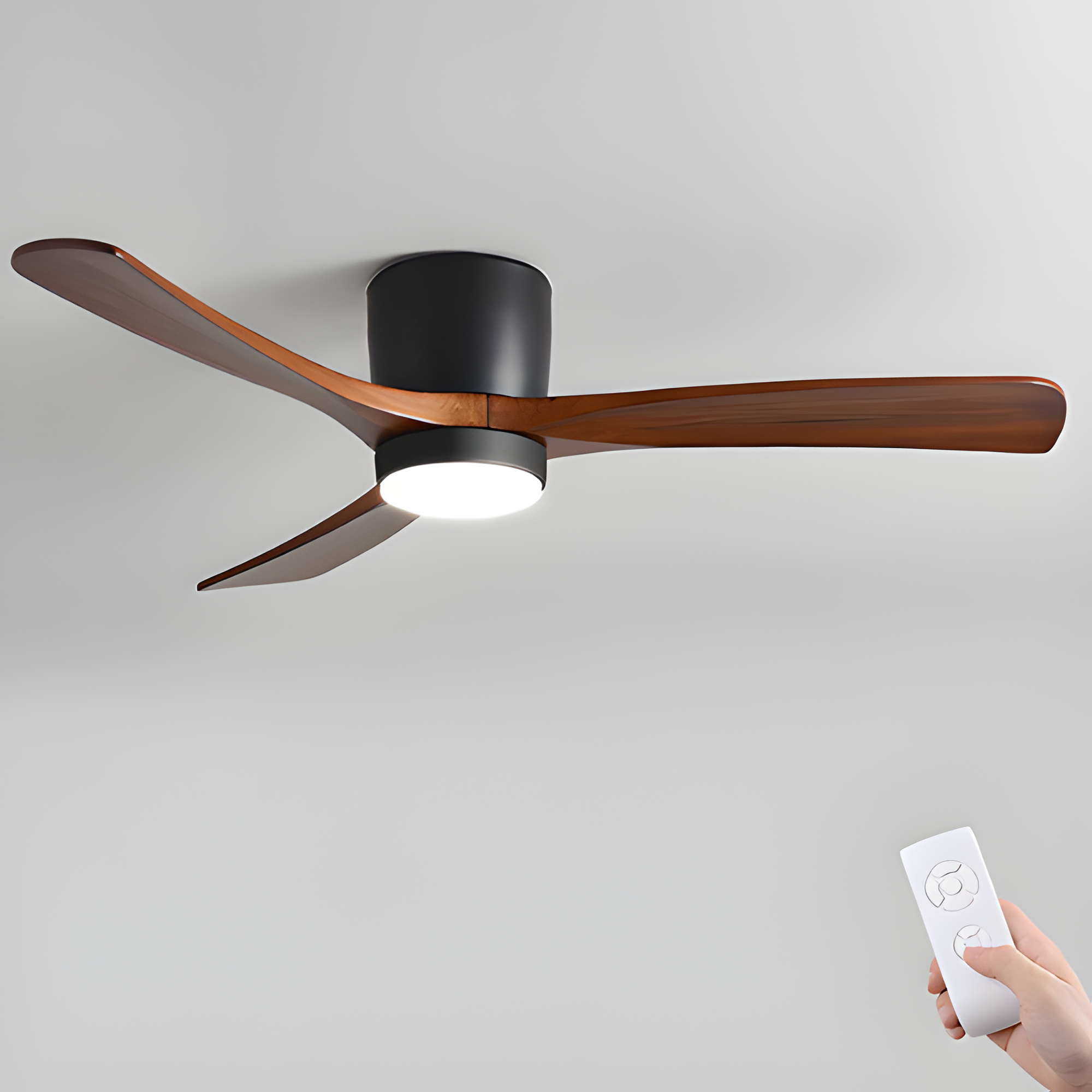 Ventilador De Techo Moderno De Madera - Con Luz Integrada