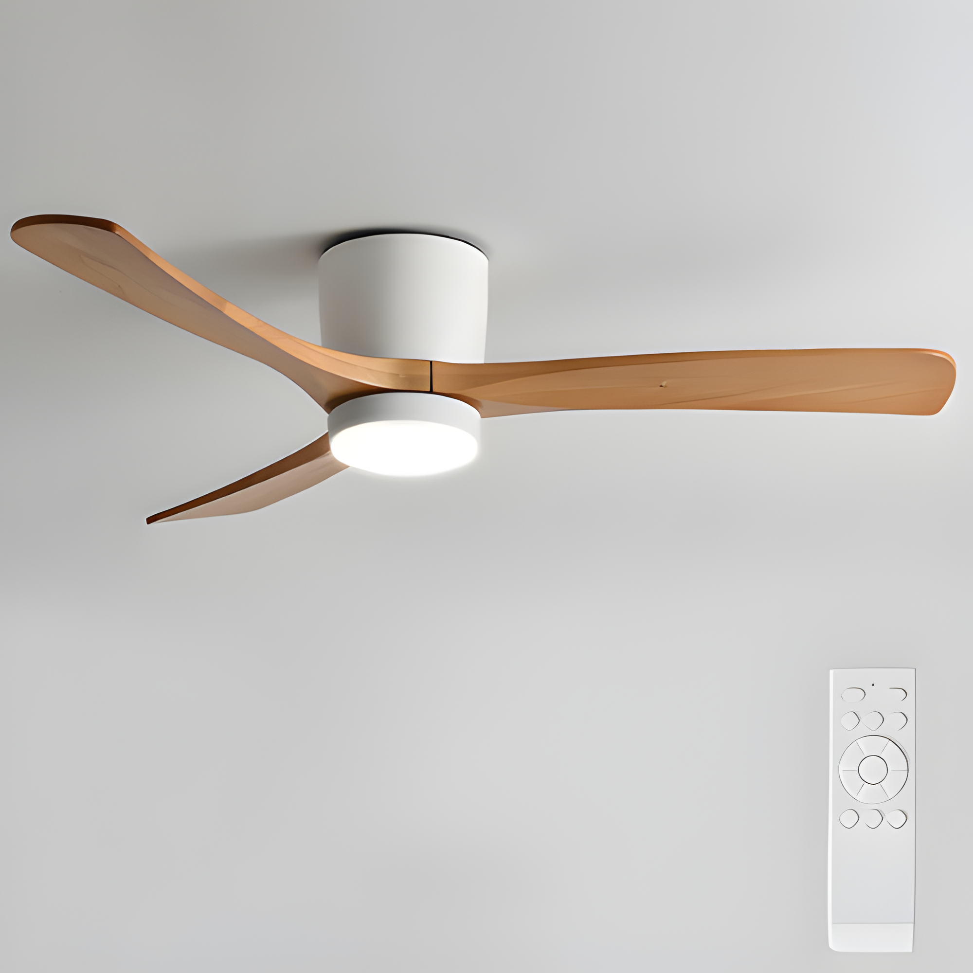 Ventilador De Techo Moderno De Madera - Con Luz Integrada