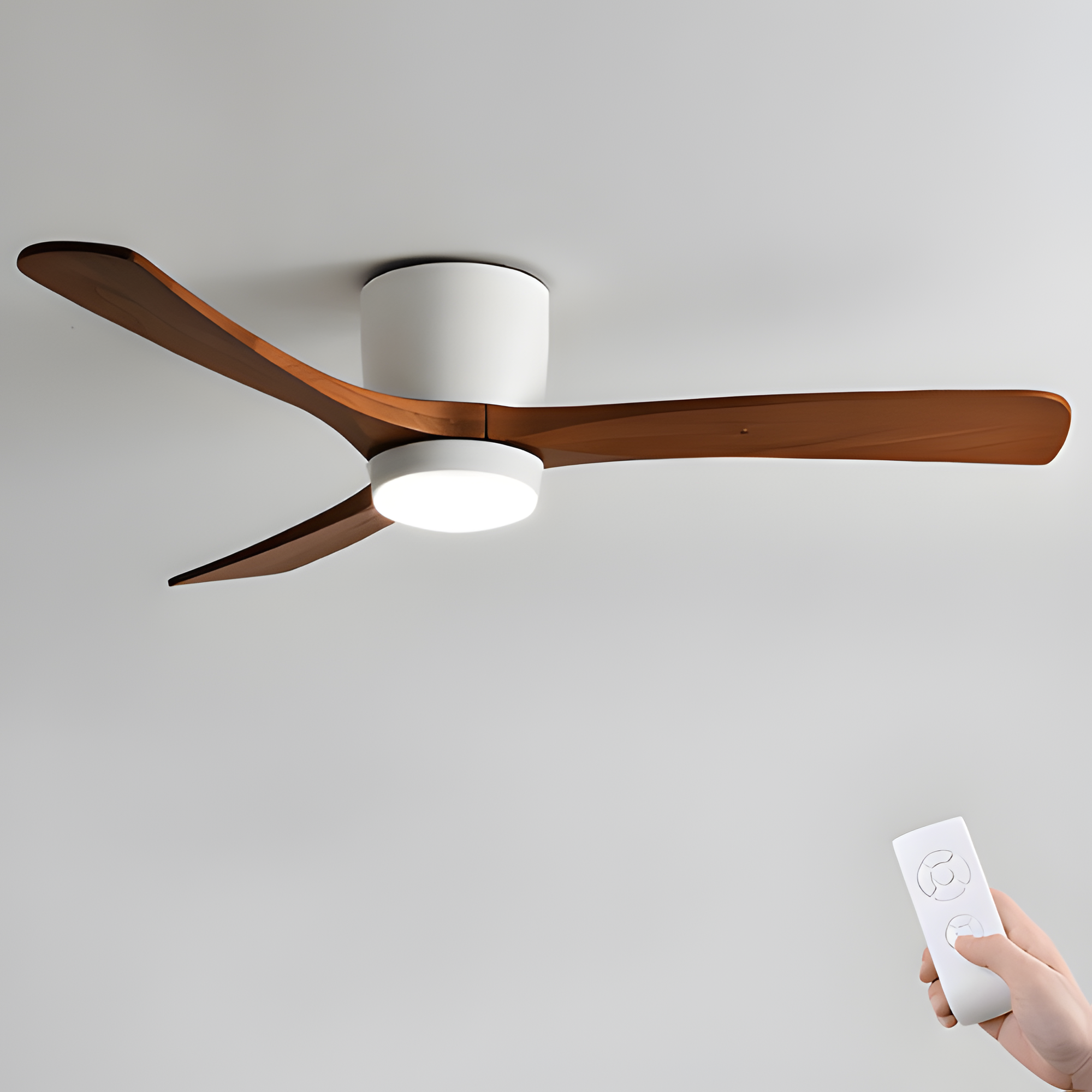 Ventilador De Techo Moderno De Madera - Con Luz Integrada