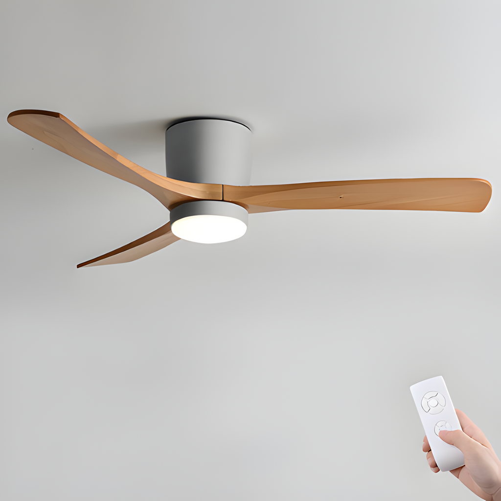 Ventilador De Techo Moderno De Madera - Con Luz Integrada