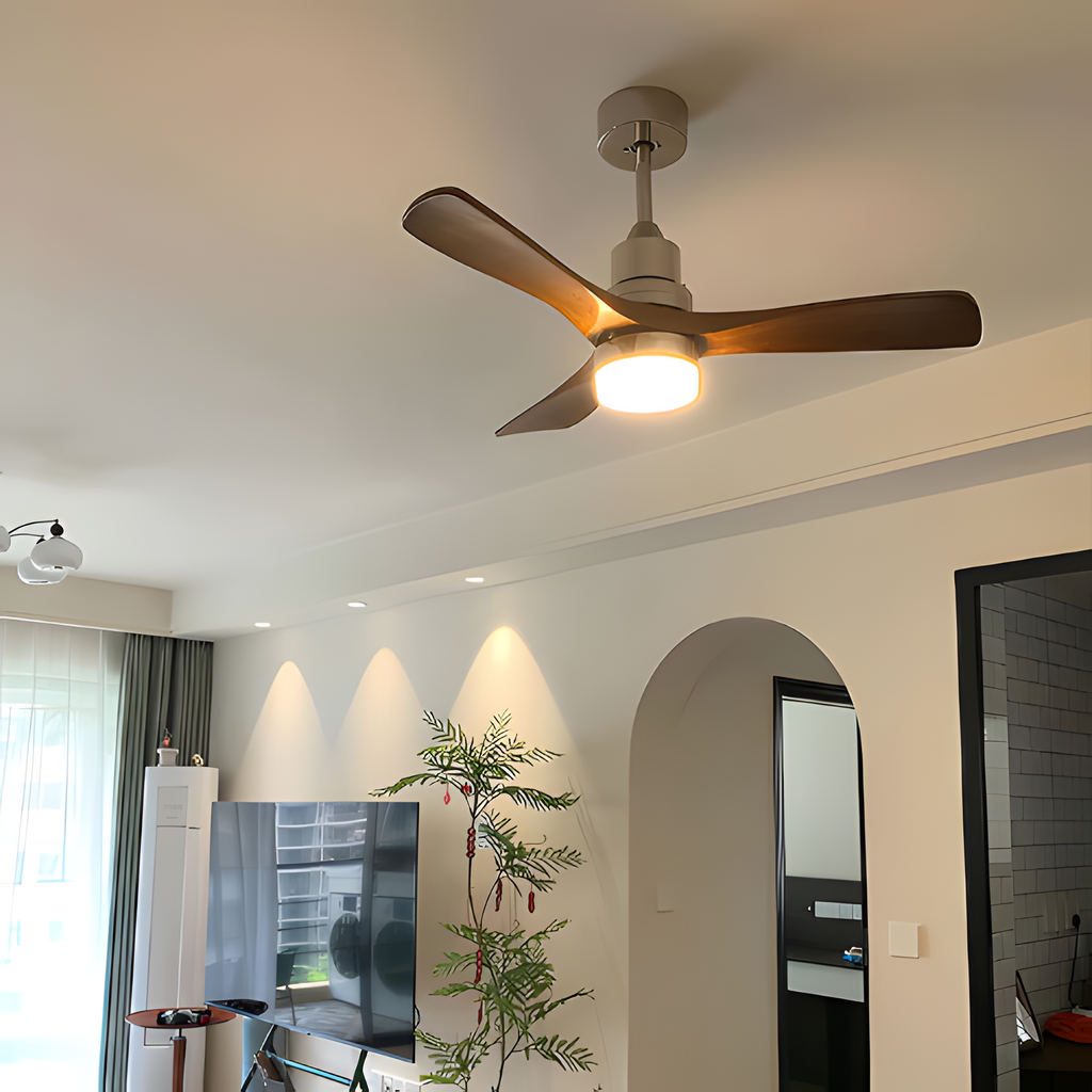 Ventilador De Techo Moderno De Madera - Luz LED Regulable