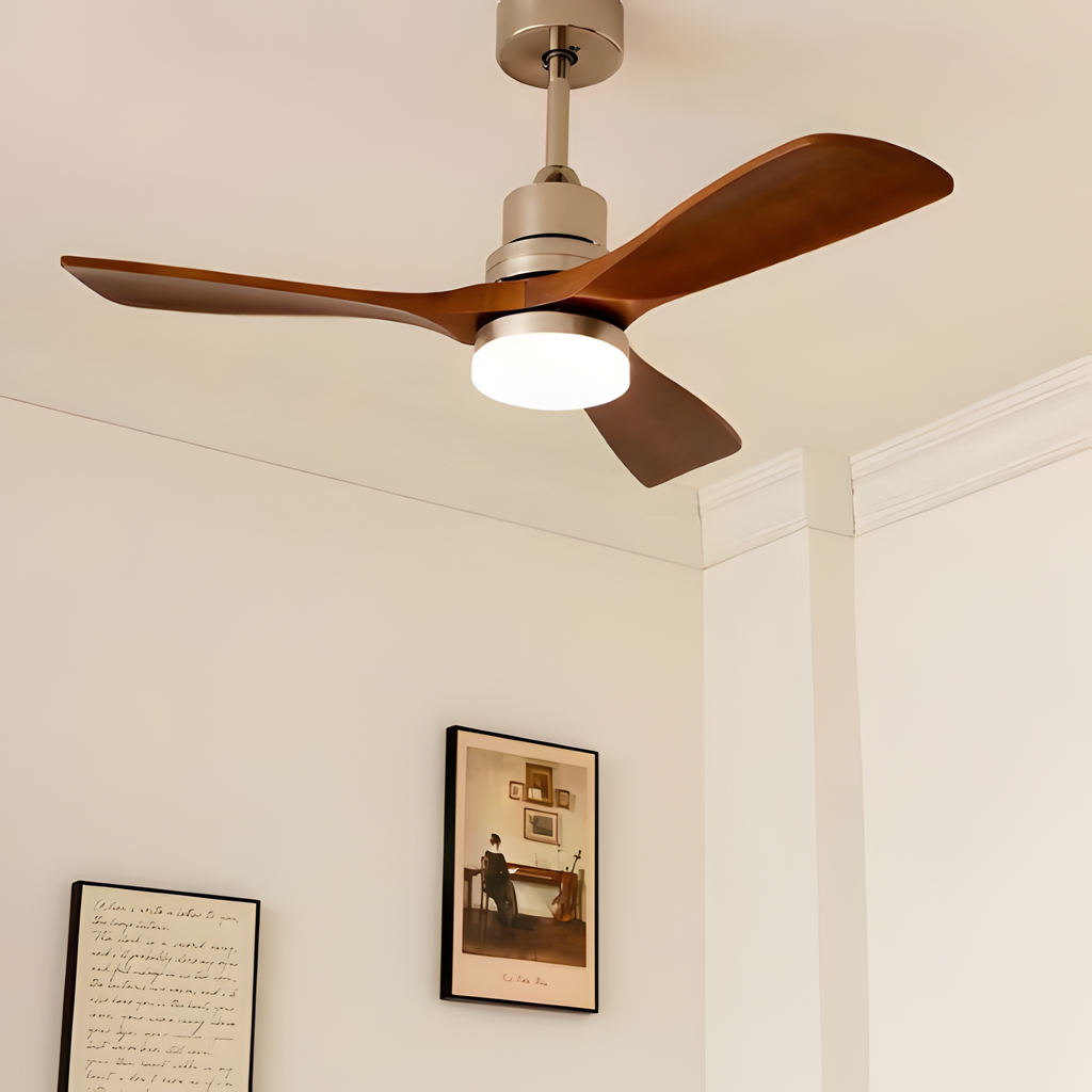Ventilador De Techo Moderno De Madera - Luz LED Regulable