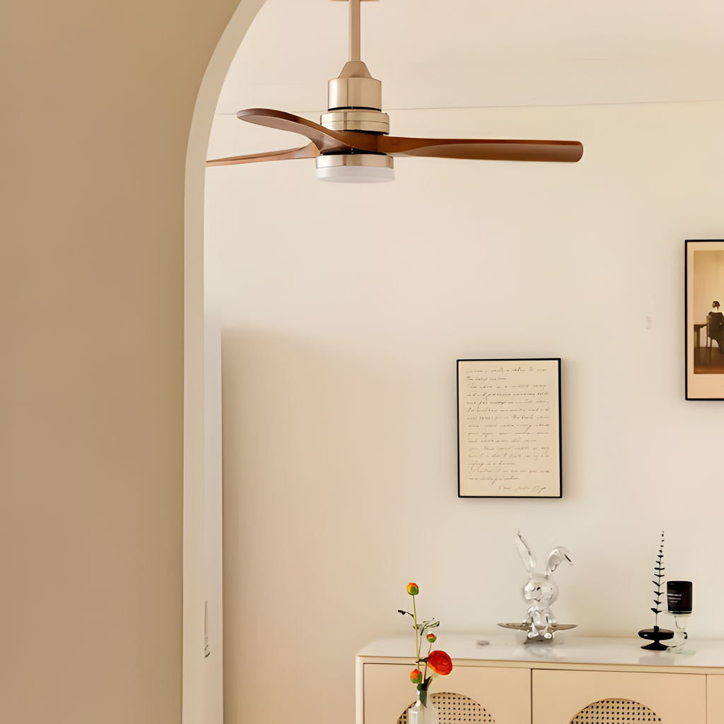 Ventilador De Techo Moderno De Madera - Luz LED Regulable