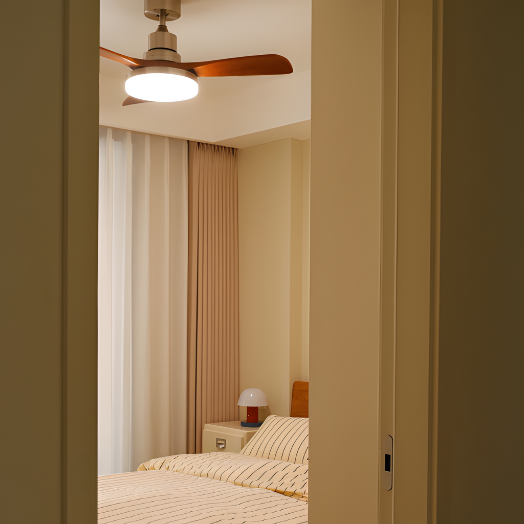 Ventilador De Techo Moderno De Madera - Luz LED Regulable