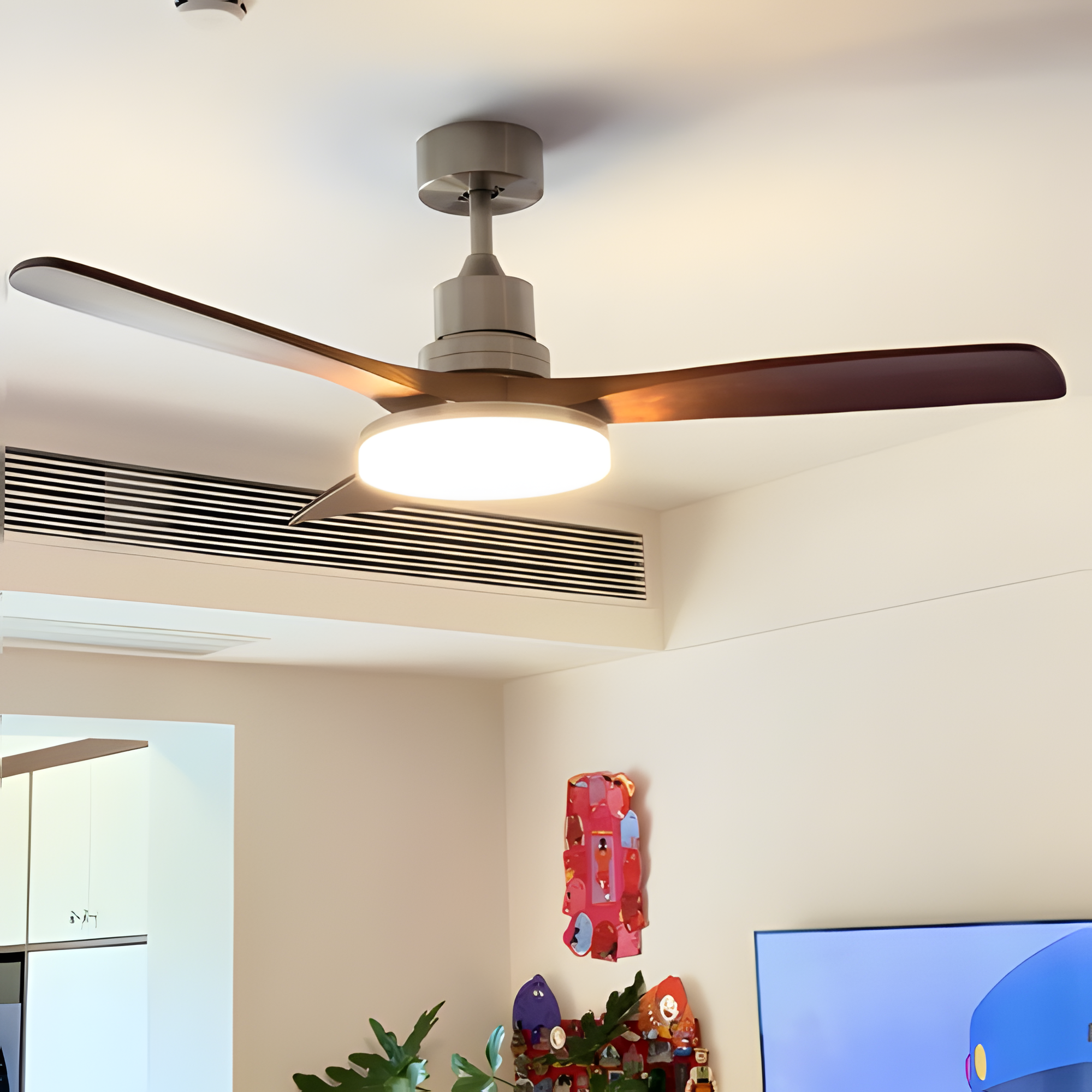 Ventilador De Techo Moderno De Madera - Luz LED Regulable