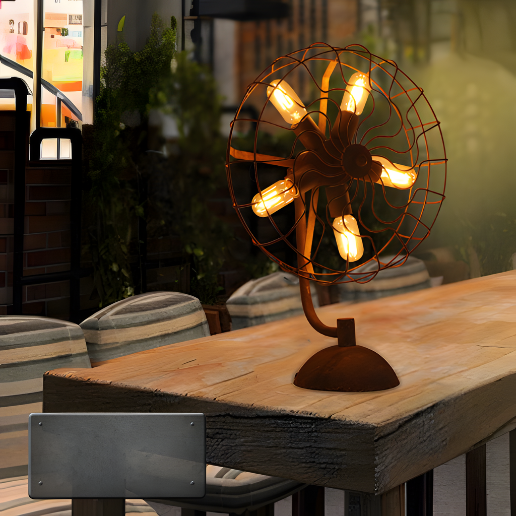 Lámpara De Mesa Industrial De Estilo Steampunk - Óxido Antiguo