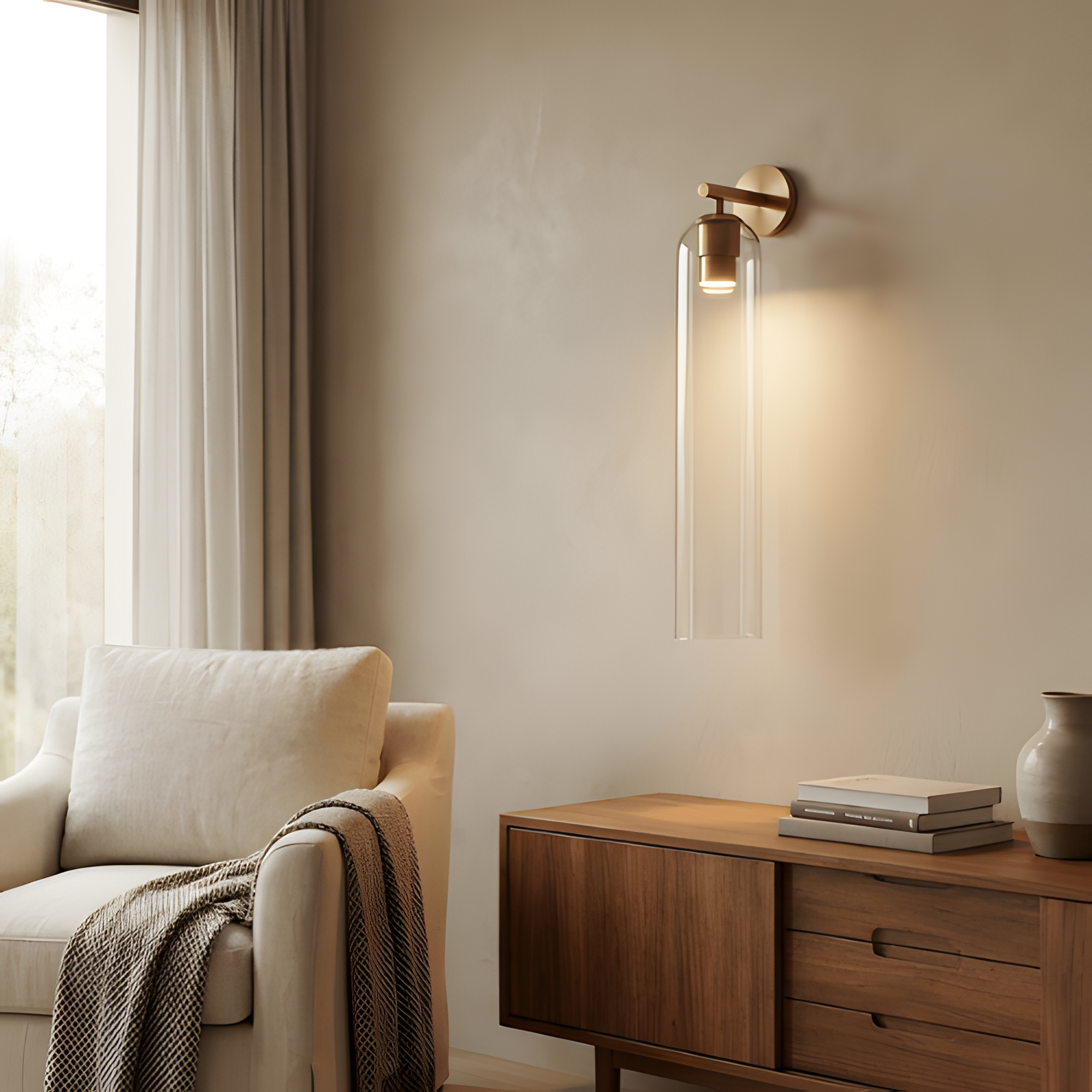 Aplique De Pared Moderno De Cristal - Pantalla Cilíndrica