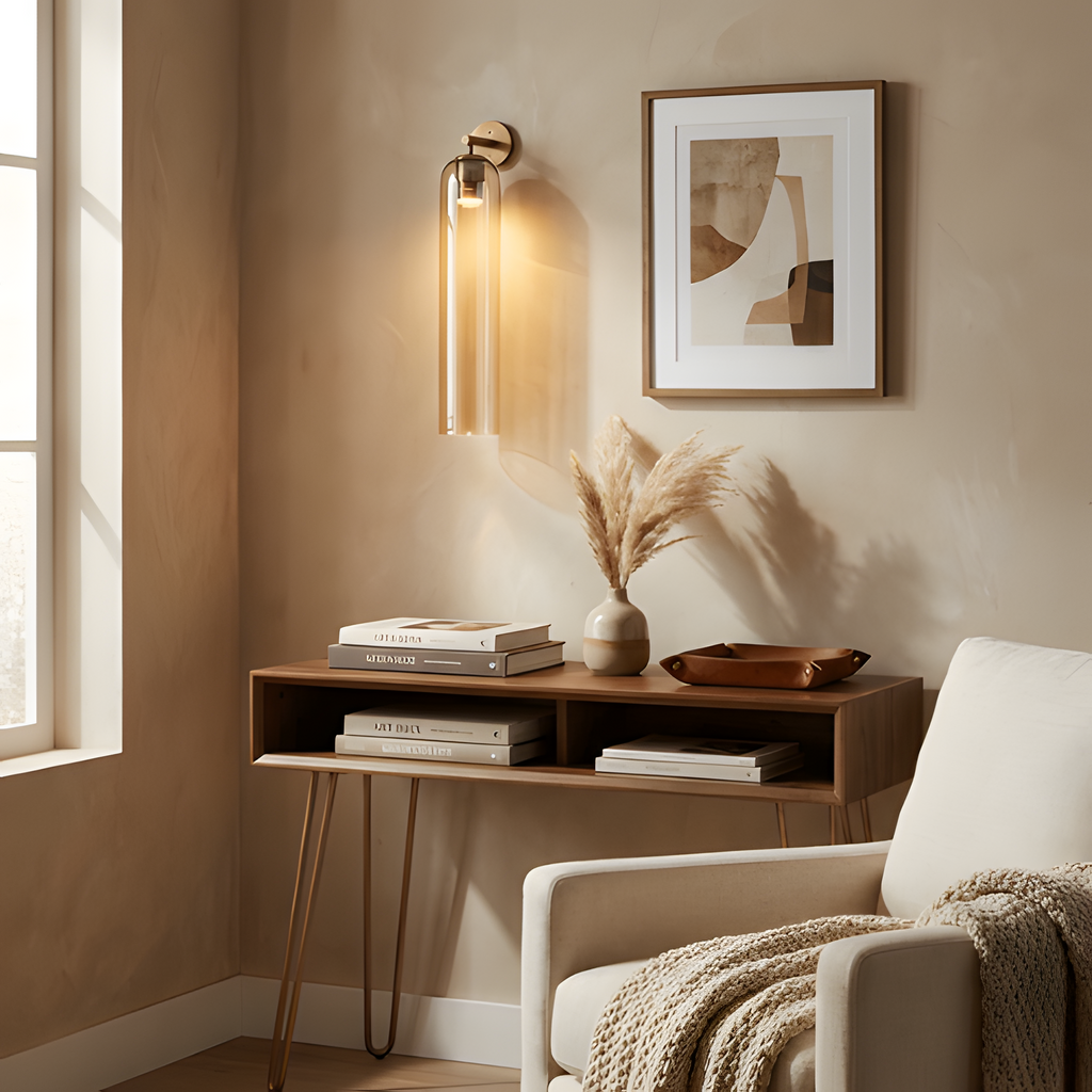 Aplique De Pared Moderno De Cristal - Pantalla Cilíndrica