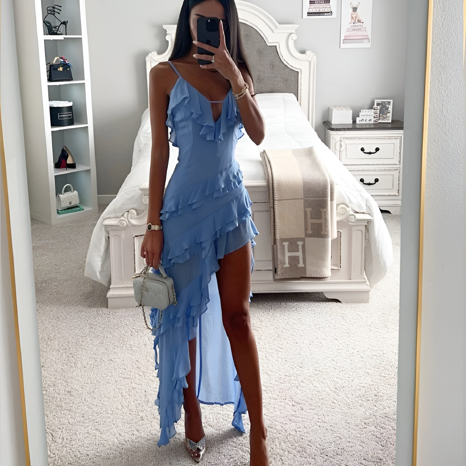 Vestido Con Volantes Sin Mangas Para Mujer - Fiesta De Cóctel