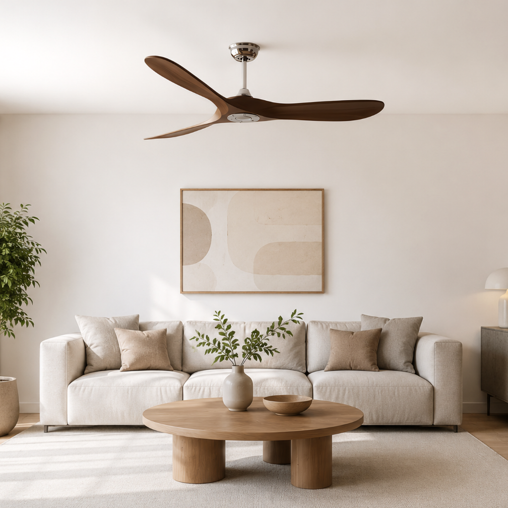 Ventilador De Techo Rowan Dark Wood - Moderno y reversible