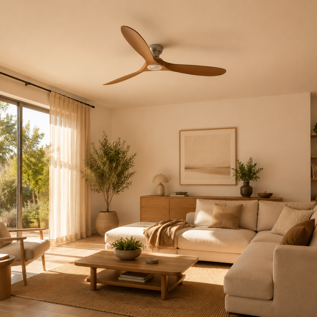 Ventilador de techo de madera maciza y LED - Elegancia
