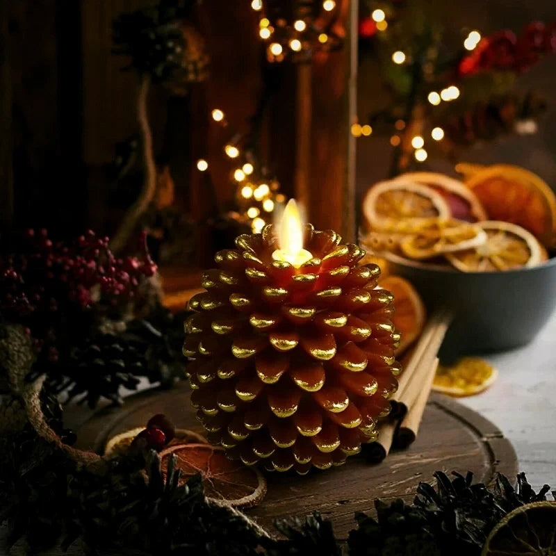 Vela Decorativa Sin Llama con Diseño de Piña – Acabados Naturales para Iluminación Ambiental 0