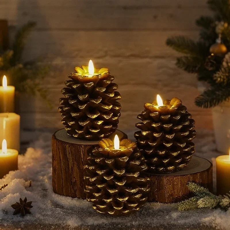 Vela Decorativa Sin Llama con Diseño de Piña – Acabados Naturales para Iluminación Ambiental 2