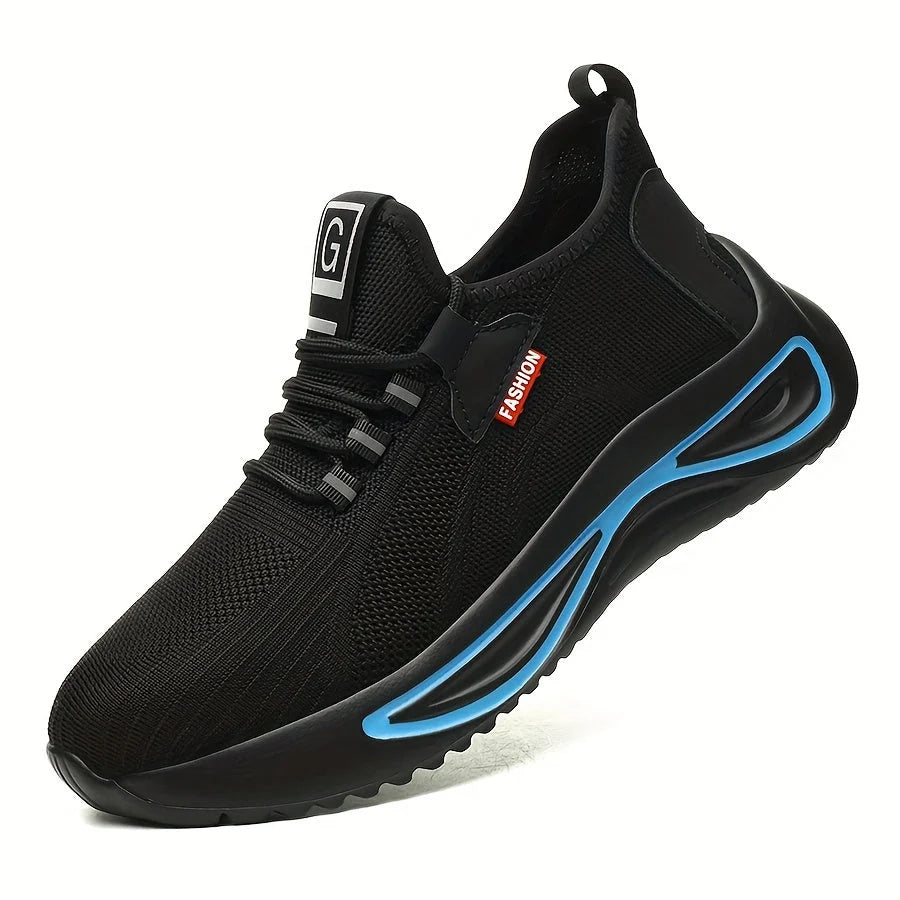 Zapatos de seguridad para hombre con puntera de acero, diseño ligero, malla transpirable y suela antideslizante, ideales para trabajos 0