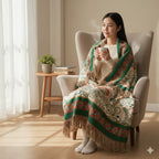 Manta floral con borlas - Algodón