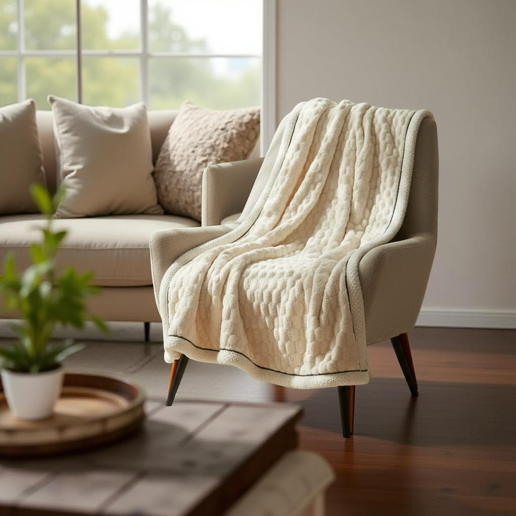 Manta de felpa con estampado de palomitas de maíz - Manta de algodón