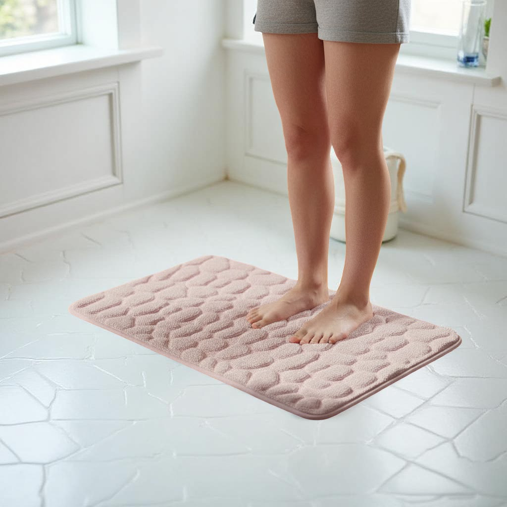 Alfombra versátil con relieve de adoquines - Alfombra de baño