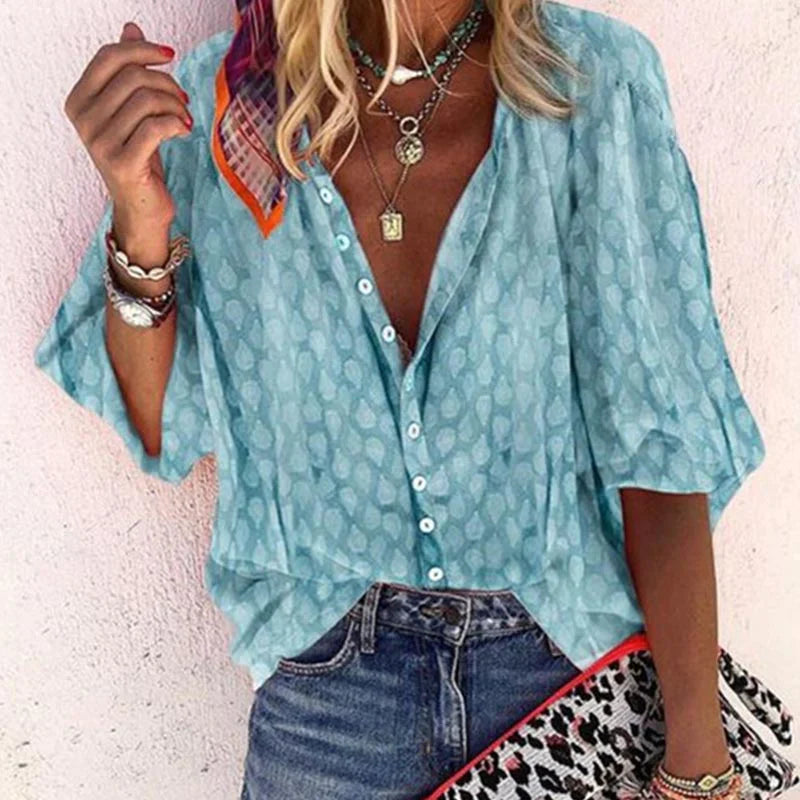 Blusa de moda contemporánea para mujer en color Azul, estilo casual de trabajo
