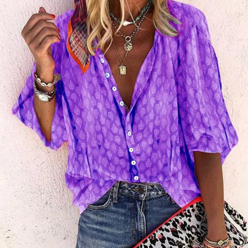 Blusa diseño color morado vista frontal