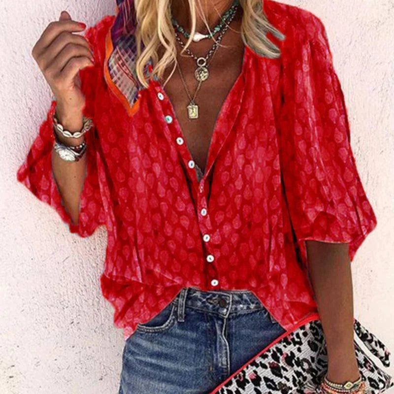 Blusa diseño color rojo vista frontal