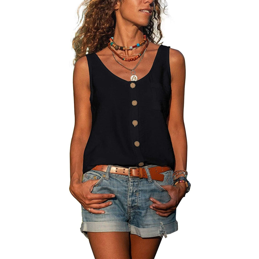 Blusa sin mangas color negro vista frontal