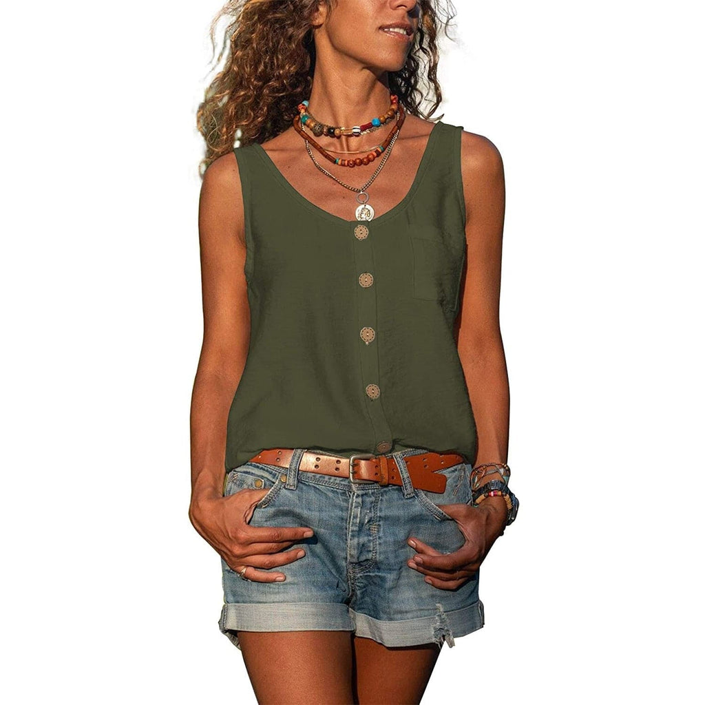 Blusa sin mangas color verde vista frontal