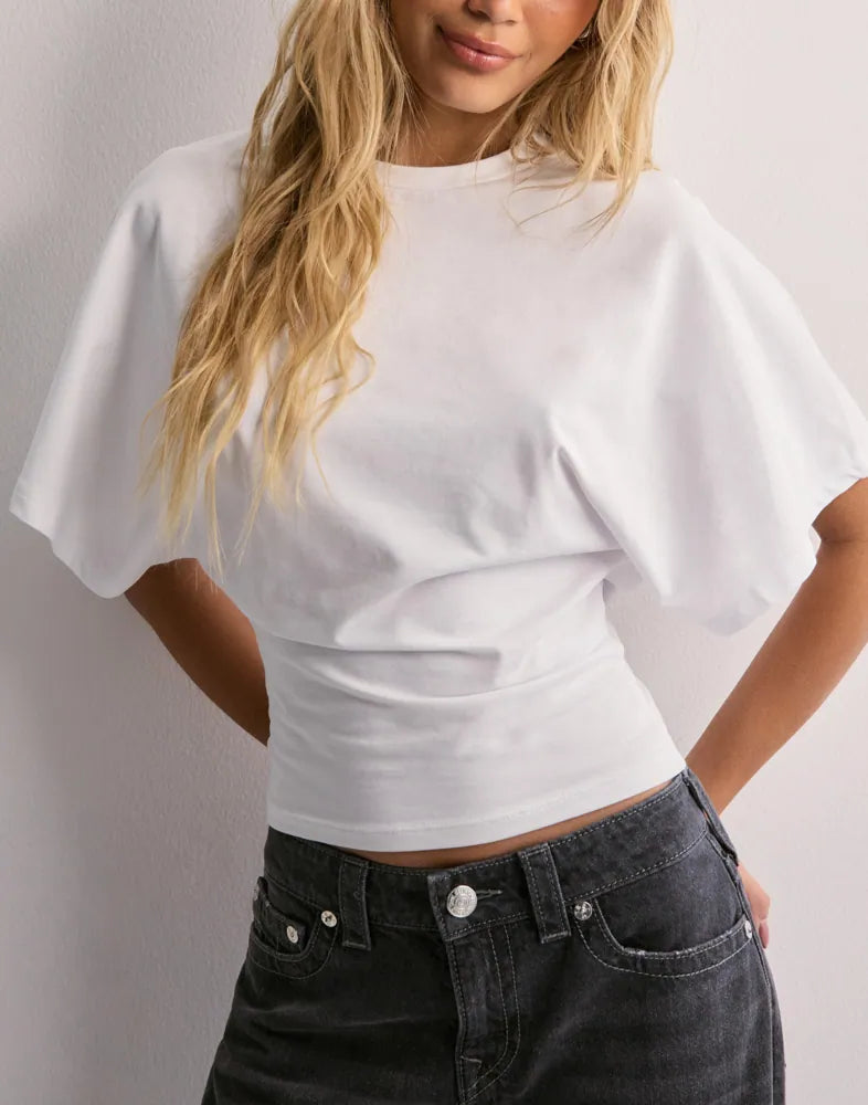 Camiseta manga ancha color blanco vista frontal