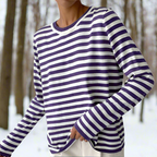 Camiseta rayas manga larga color morado real vista frontal
