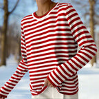 Camiseta rayas manga larga color rojo carmín vista frontal