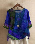 Top boho estampado color azul vista frontal