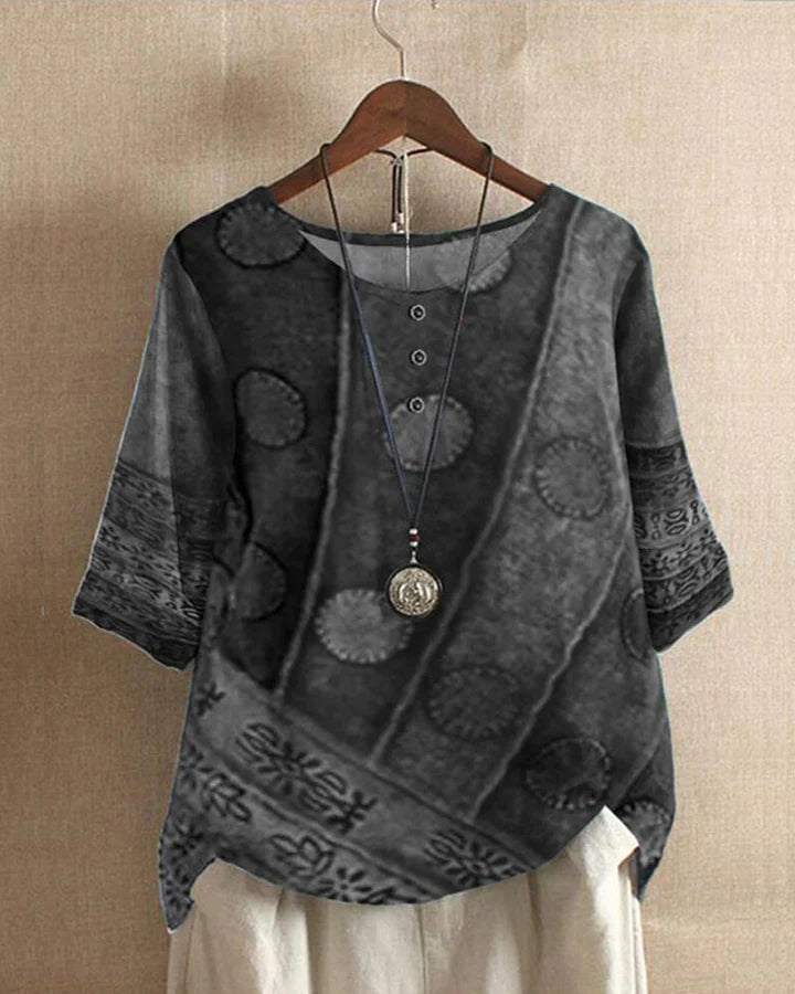 Top boho estampado color gris vista frontal