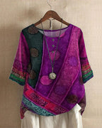 Top boho estampado color morado vista frontal