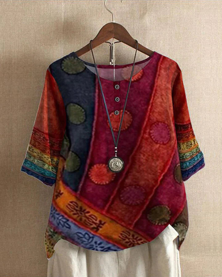 Top boho estampado para mujer en color Rojo, corte relajado de verano